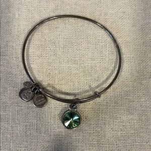 ALEX and ANI Elegant Silver Bracelet with Green Charm - Peridot August Birtday